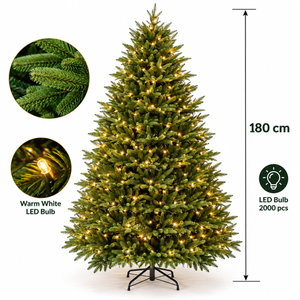 Premium Natural Green Pre-Lit Christmas Tree – Warm White LED