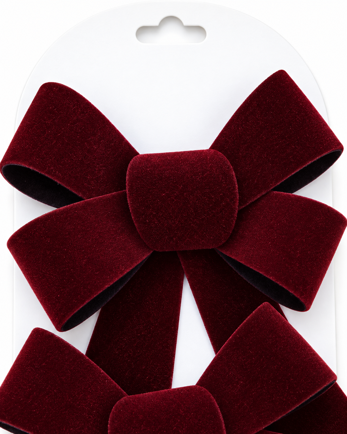 Burgundy Velvet Christmas Bow Ornament Set of 2 – 20 cm Each