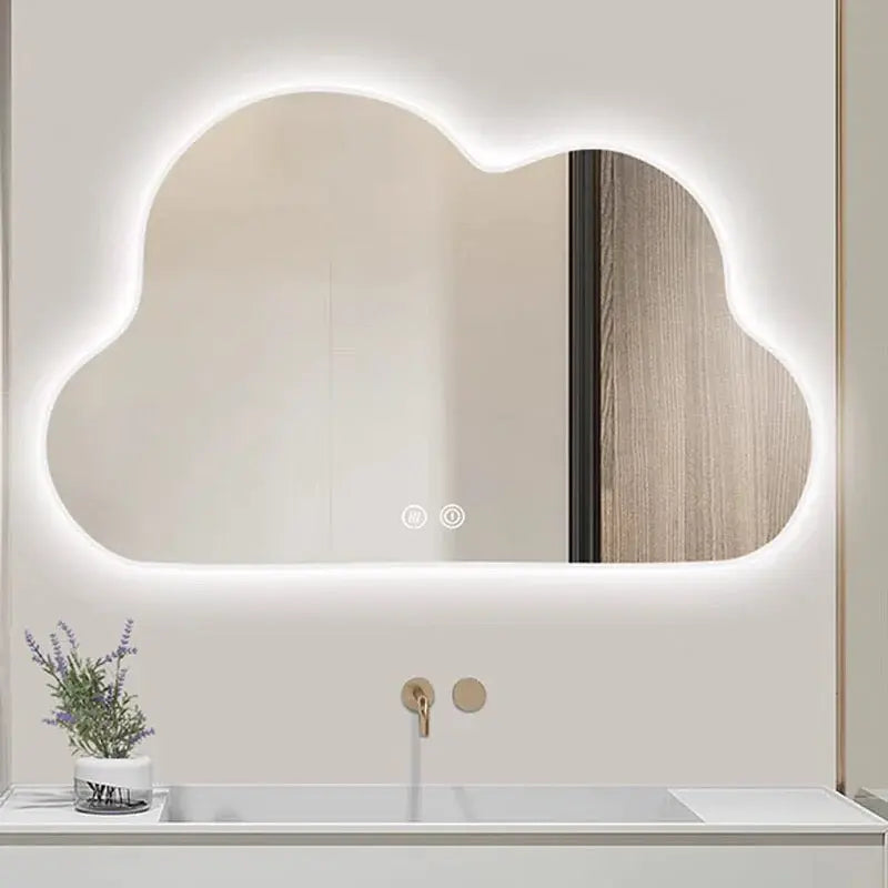Cloud Shape Frameless Wall Mirror With LED Light Luxury Casa