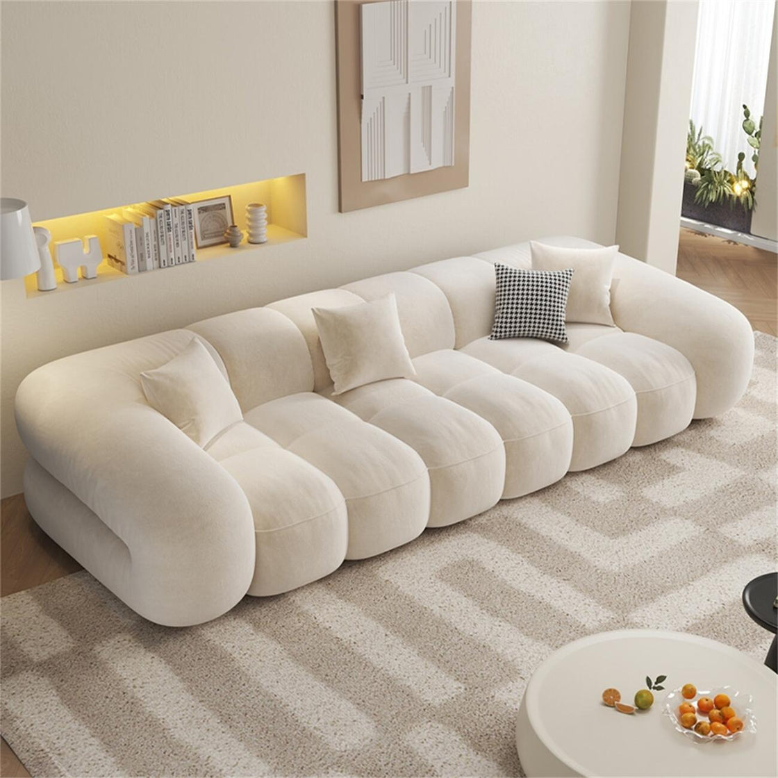 Modern Cloud Sofa Beige Upholstered Couch Luxury Casa