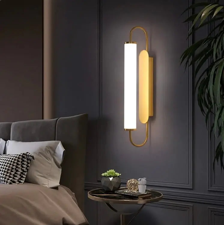 Elegant Gold Brass With Glass Tube Wall Daylight Luxury Casa