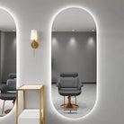 Frameless Oval Shape Wall Mirror With Hidden LED Light Luxury Casa