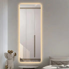 Frameless Rectangular Shape Wall Mirror With Backside LED Light Luxury Casa