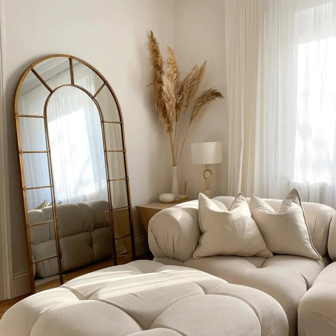 Gold Color Window Arch Shape Mirror With Elegant Design Luxury Casa