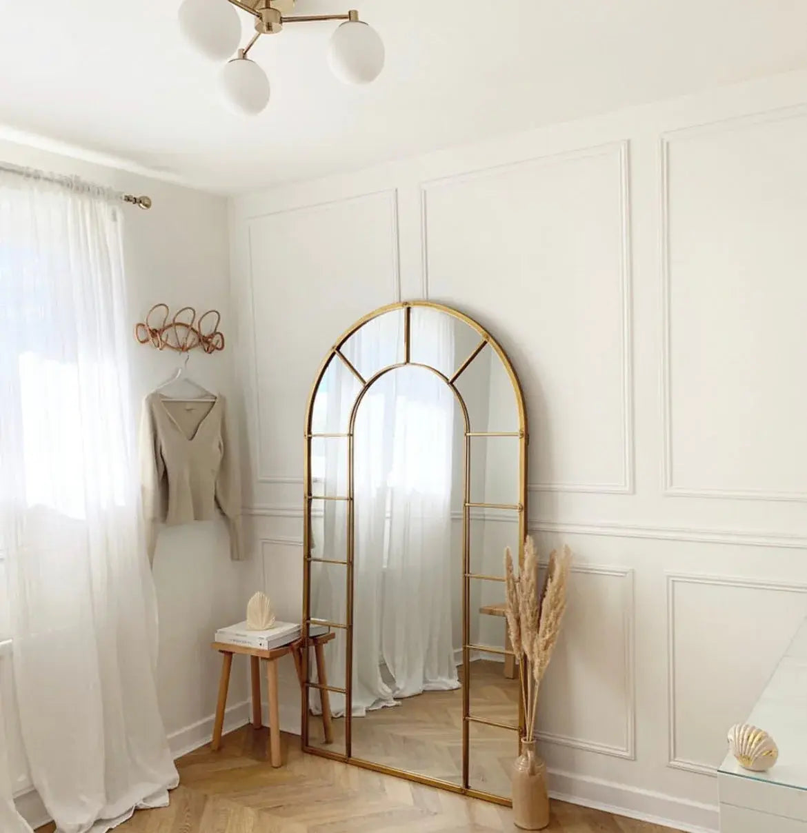 Gold Color Window Arch Shape Mirror With Elegant Design Luxury Casa