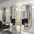 Gold Frame Oval Shape LED Mirror For Wall Hanging Luxury Casa