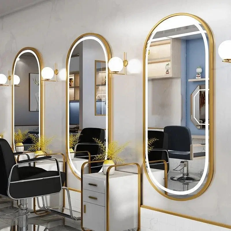 Gold Frame Oval Shape LED Mirror For Wall Hanging Luxury Casa