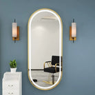Gold Frame Oval Shape LED Mirror For Wall Hanging Luxury Casa