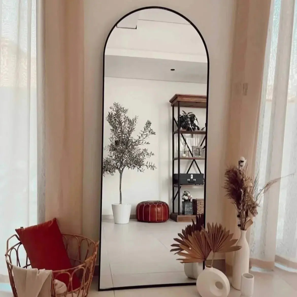 Half Moon Shape Arch Mirror For Floor Decoration Luxury Casa