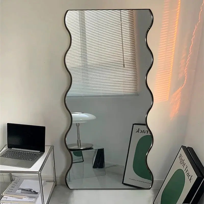 Irregular Shape Wiggly Black Frame Mirror Luxury Casa