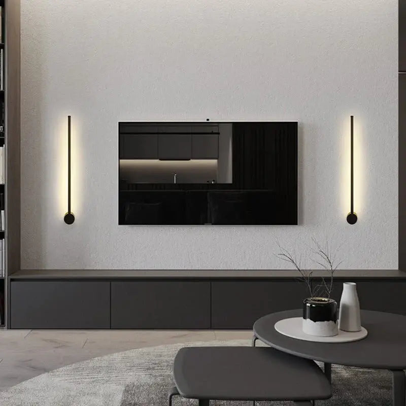 LED Single Line Of Wall Light Black Color Luxury Casa