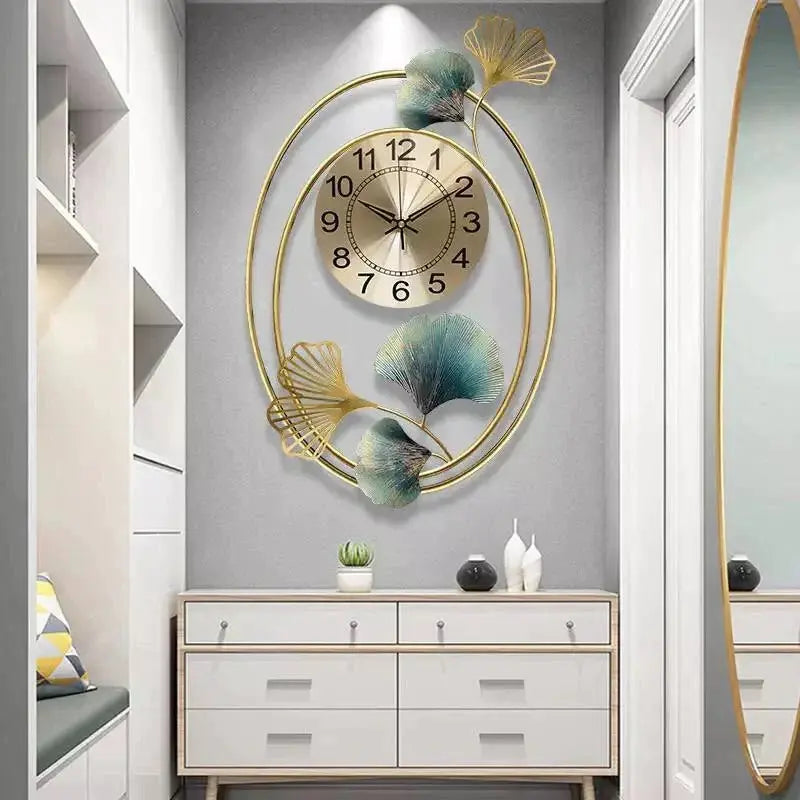 Leaves Iron Wall Clock Luxury Casa