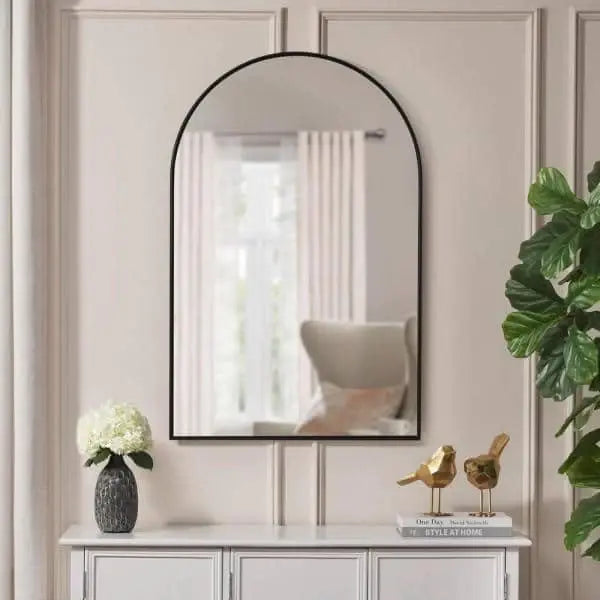 Mini Black Color Frame Arch Shape Wall Mirror Luxury Casa