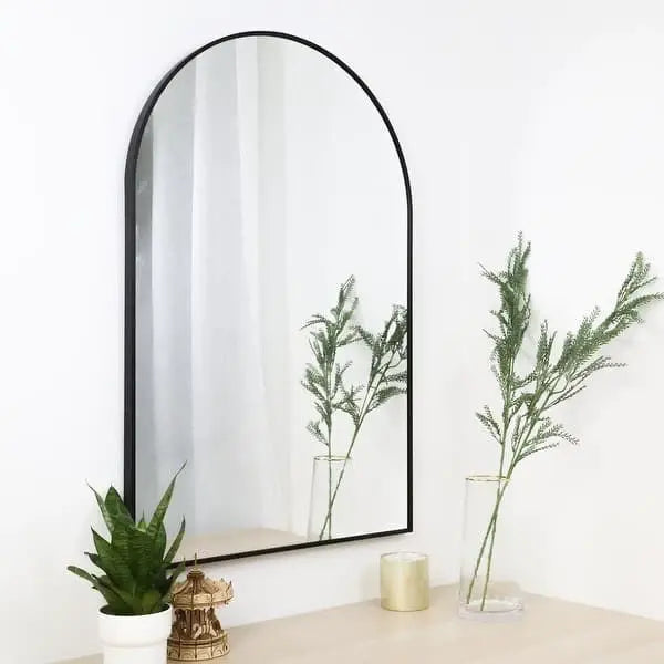 Mini Black Color Frame Arch Shape Wall Mirror Luxury Casa