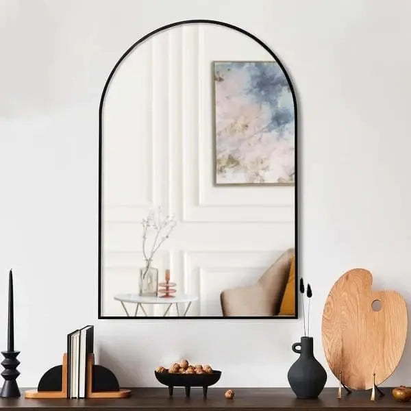 Mini Black Color Frame Arch Shape Wall Mirror Luxury Casa