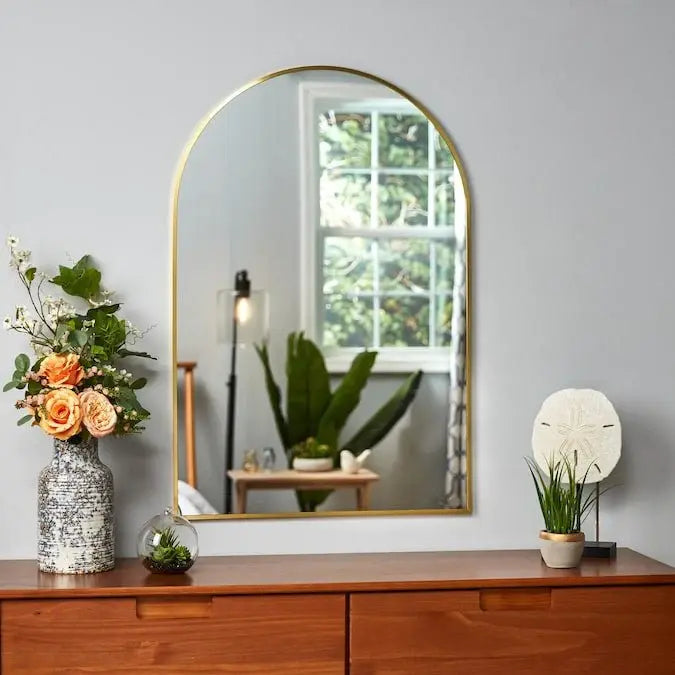 Mini Gold Color Frame Arch Shape Wall Mirror Luxury Casa