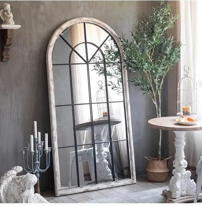 Orginal Wood Frame Arch Shape Mirror Window Design Luxury Casa