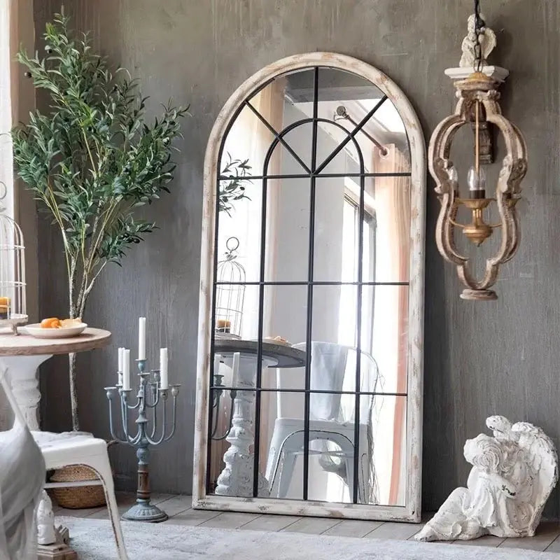 Orginal Wood Frame Arch Shape Mirror Window Design Luxury Casa
