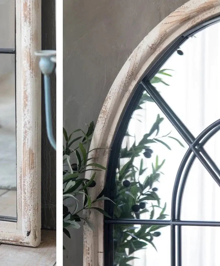 Orginal Wood Frame Arch Shape Mirror Window Design Luxury Casa