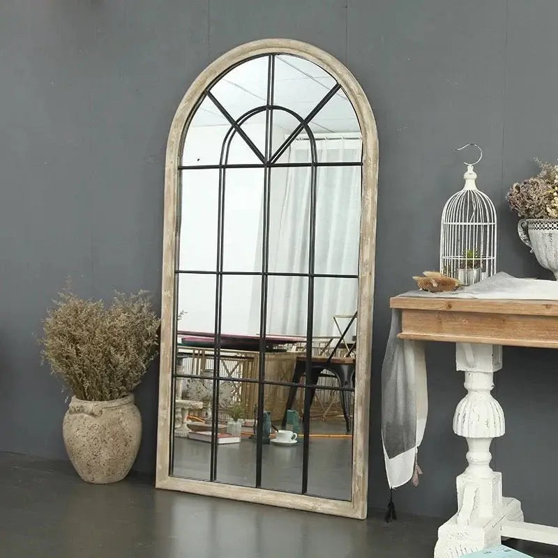 Orginal Wood Frame Arch Shape Mirror Window Design Luxury Casa