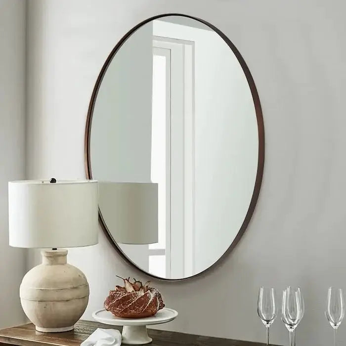 Oval Egg Shape Wall Mirror Black Color Luxury Casa