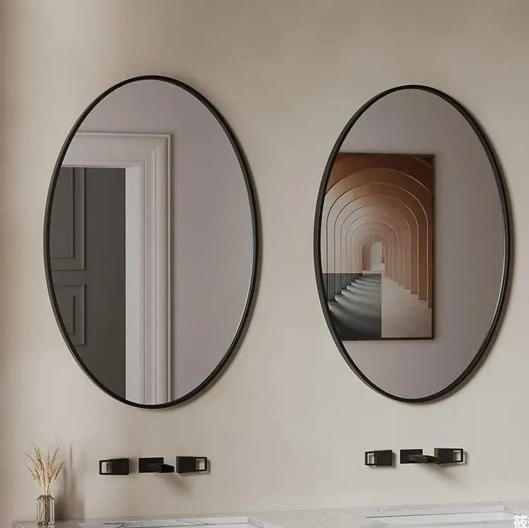 Oval Egg Shape Wall Mirror Black Color Luxury Casa