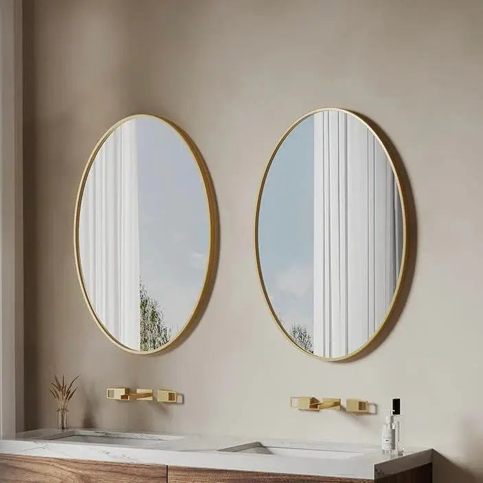 Oval Egg Shape Wall Mirror Gold Color Luxury Casa
