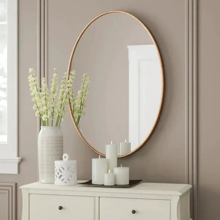 Oval Egg Shape Wall Mirror Gold Color Luxury Casa