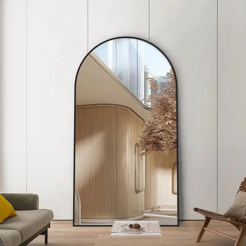 Oversize Black Frame Arch Shape Mirror Luxury Casa