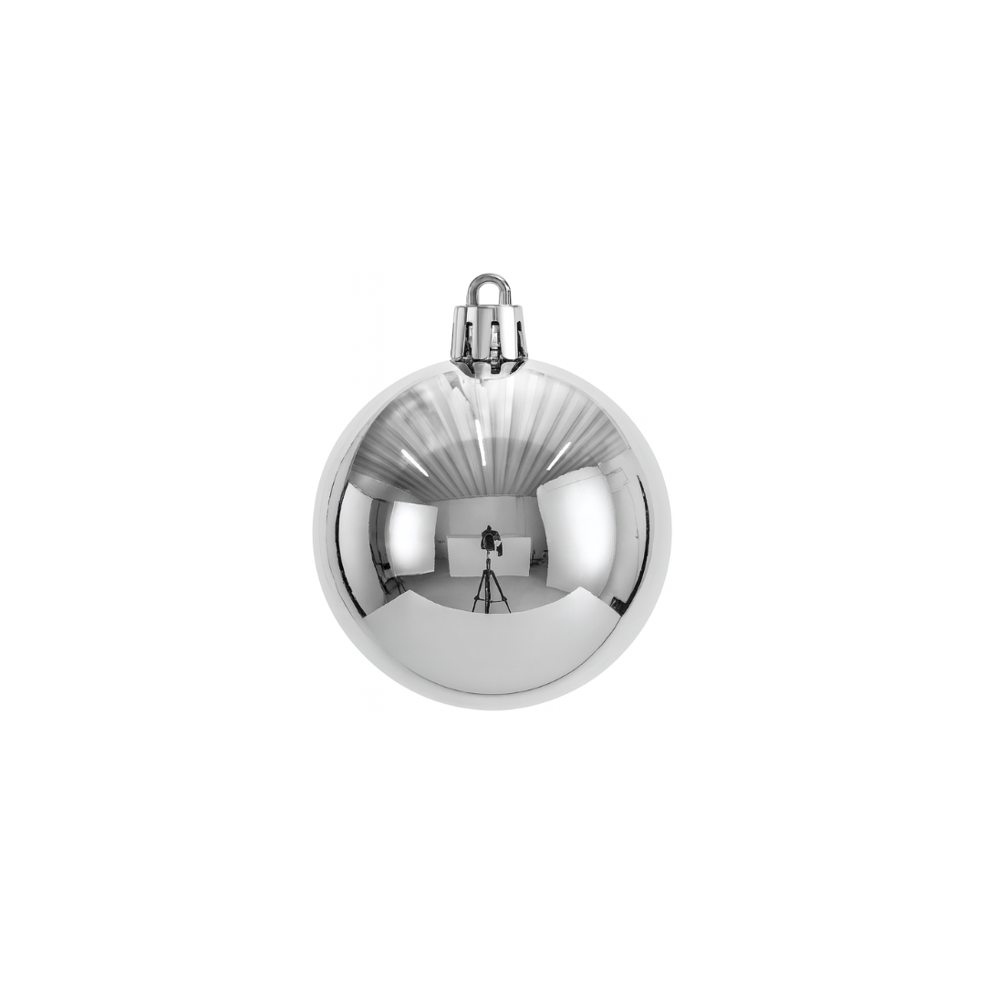 Silver Christmas Bauble Ornament – 12 cm (Glossy Shatterproof Decoration) Luxury Casa