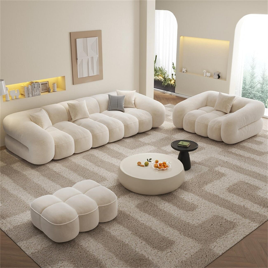Modern Cloud Sofa Beige Upholstered Couch Luxury Casa