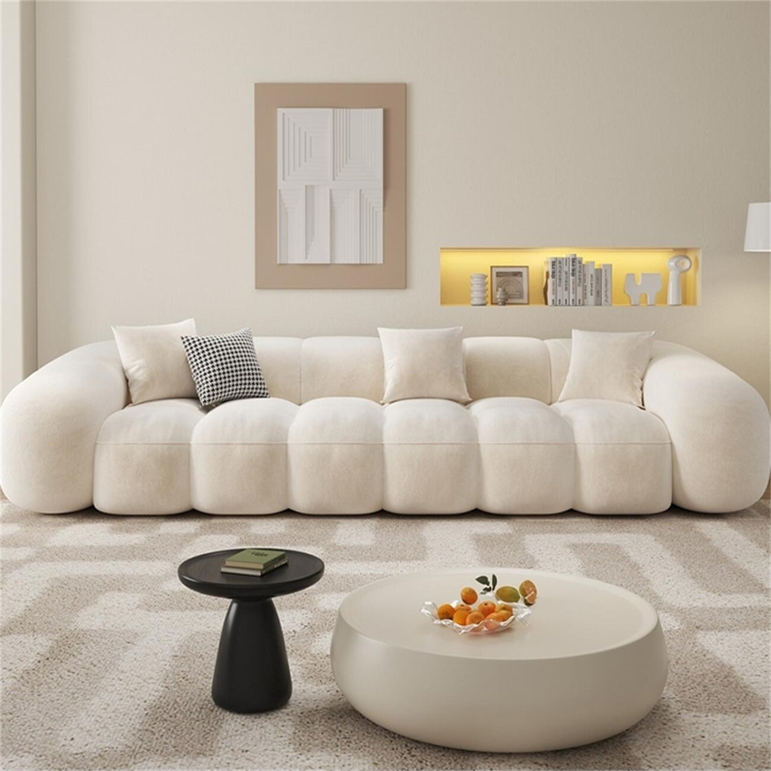 Modern Cloud Sofa Beige Upholstered Couch Luxury Casa