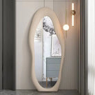 Unique Shape Offwhite Velvet Frame Mirror Luxury Casa