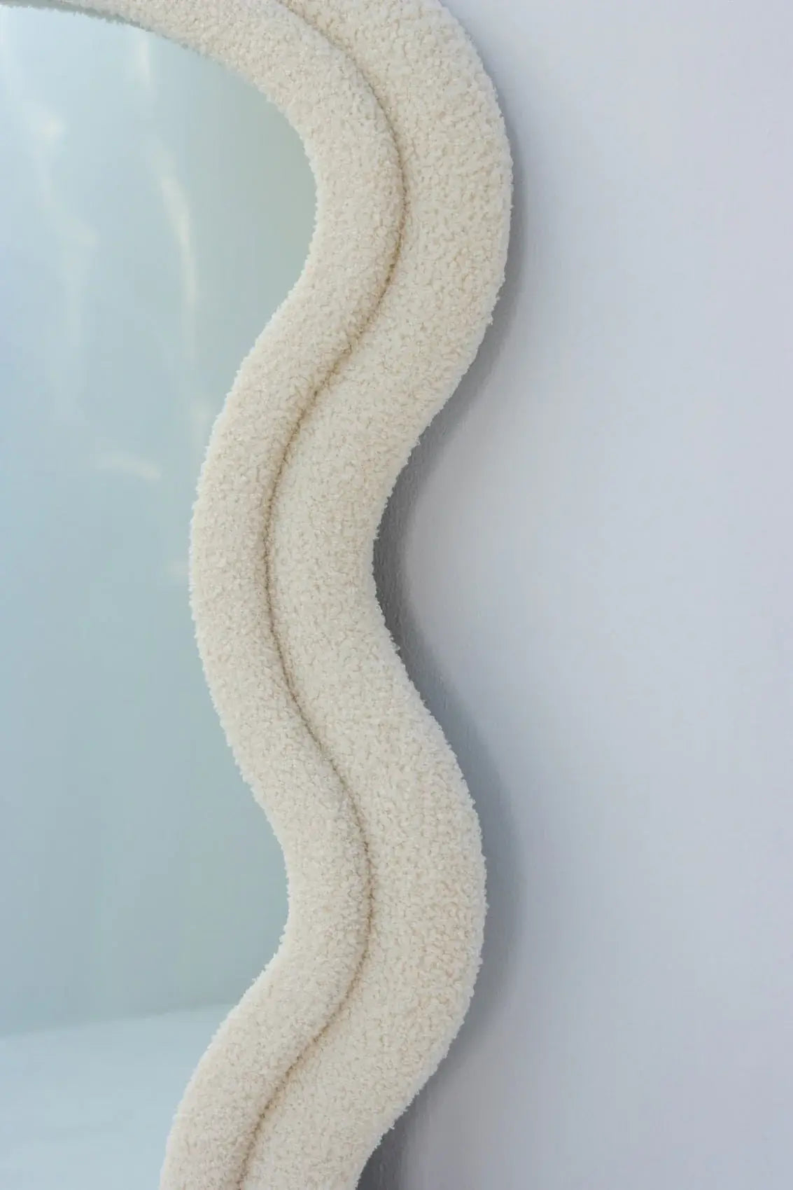 Wavy Shape And Velvet Textured Frame Mirror Luxury Casa