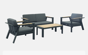 Aluminium Imitation Wood Outdoor Sectional Sofa Set