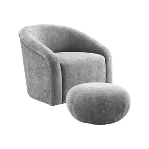Luxury Grey Chenille Chair & Ottoman Collection