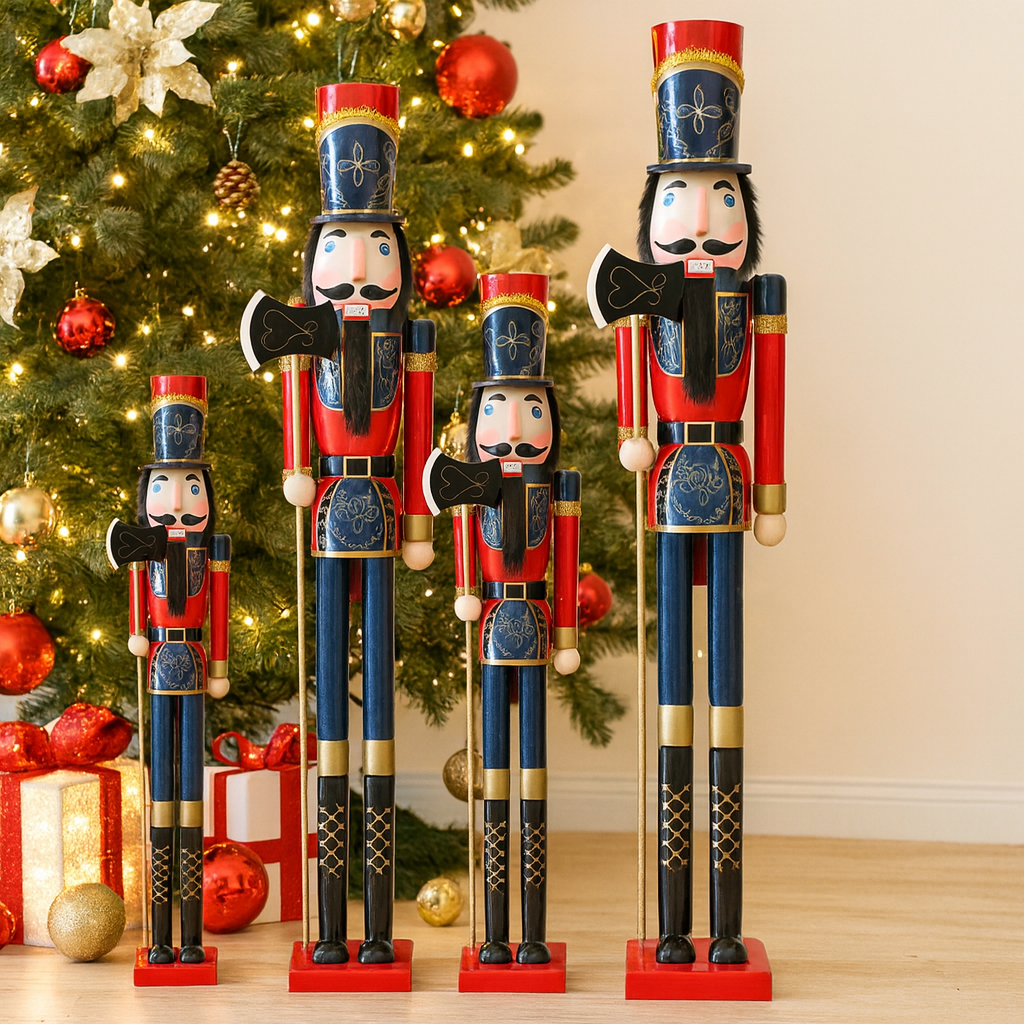 Classic Wooden Christmas Nutcracker Soldier – Red & Blue Luxury Casa