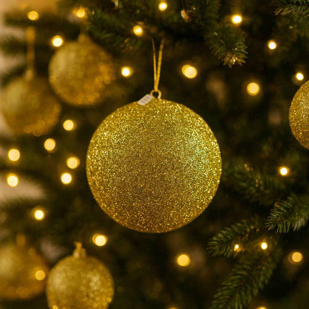 Gold Glitter Christmas Baubles Luxury Casa