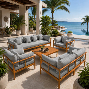 Luxury 7-Seater Outdoor Sofa Lounge Set with Coffee Table