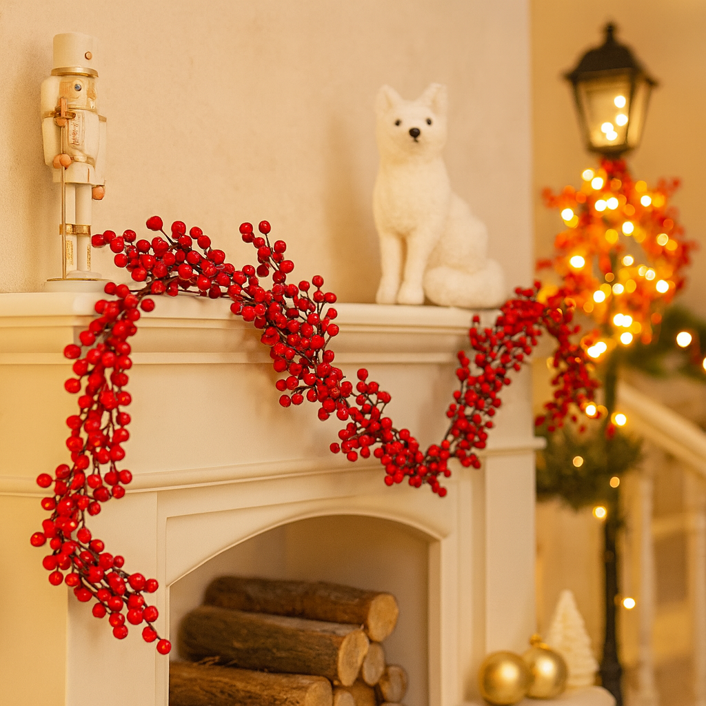 Vibrant Red Berry Christmas Garland Luxury Casa