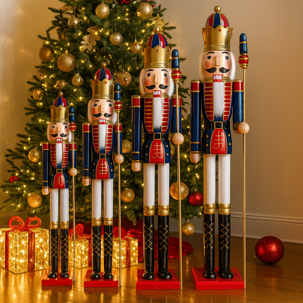 Classic Wooden Christmas Nutcracker King with Staff Luxury Casa