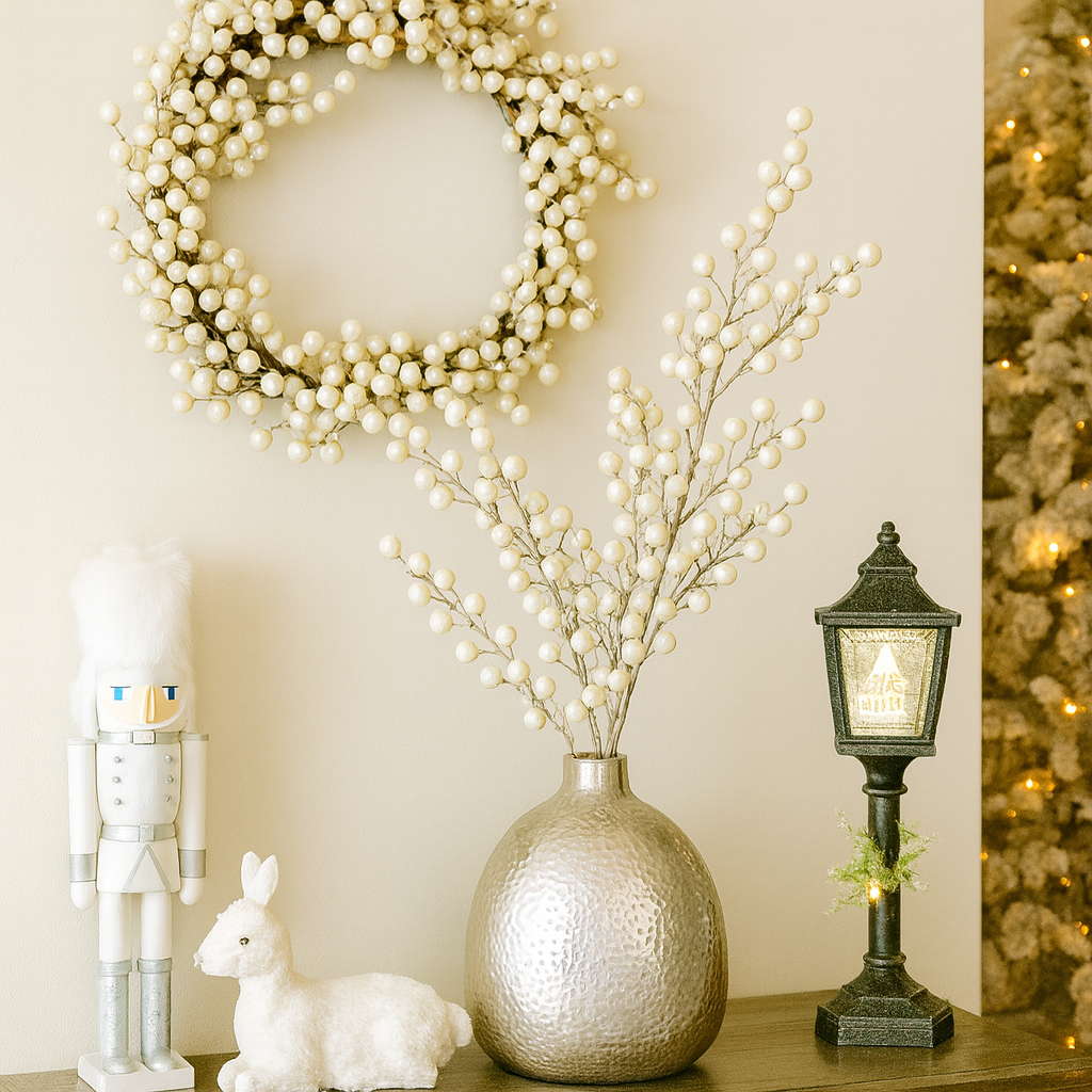 Christmas Pearl White Berry Stem Decoration Luxury Casa