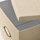 Beige Storage Box with Lid and Label Holder Luxury Casa