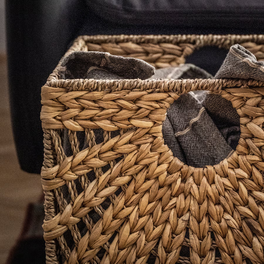 Square Handwoven Water Hyacinth Basket – Natural Luxury Casa