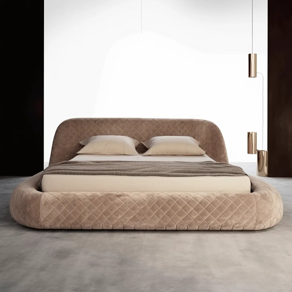 Modern Low Profile Bed – Quilted Contemporary Design Luxury Casa