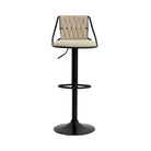 Beige Velvet Bar Stool with Black Base Luxury Casa