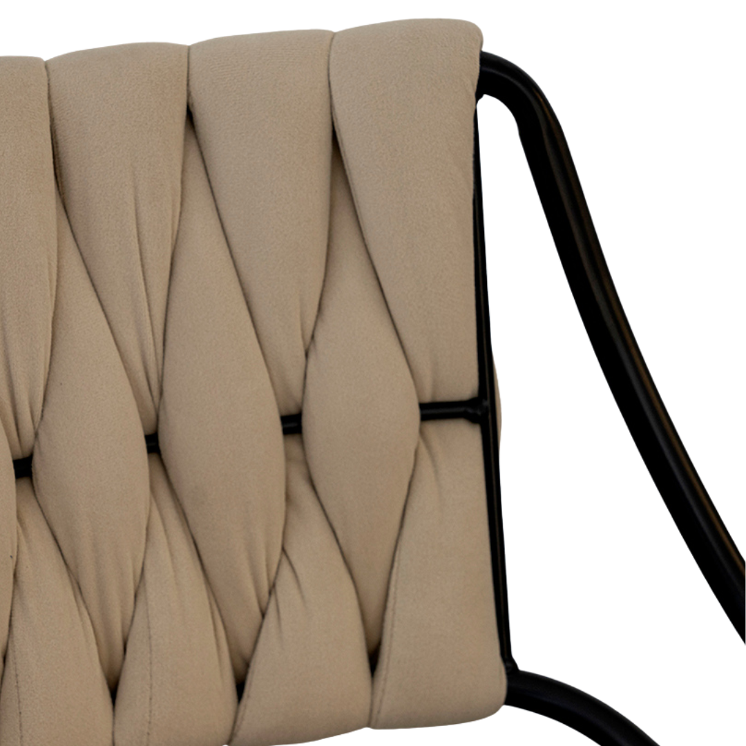 Beige Velvet Bar Stool with Black Base Luxury Casa