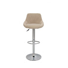 Beige Velvet Bar Stool with Chrome Base Luxury Casa