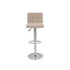Beige Velvet Bar Stool with Chrome Base Luxury Casa