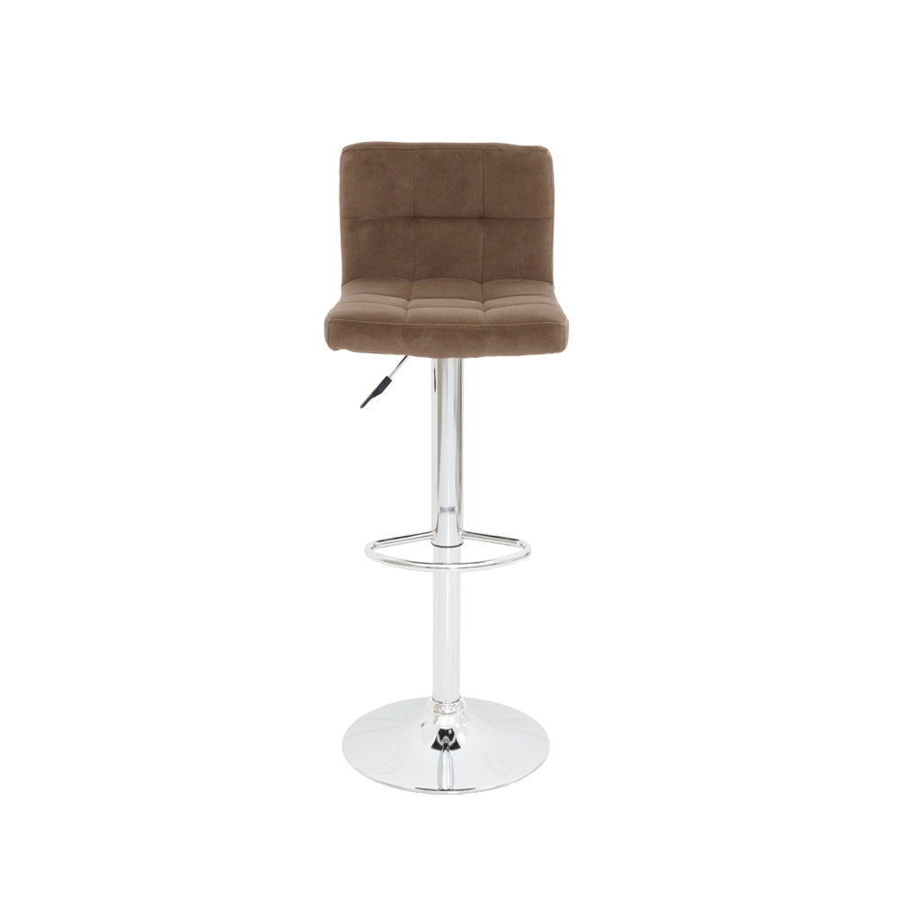 Dark Brown Velvet Bar Stool with Chrome Base Luxury Casa